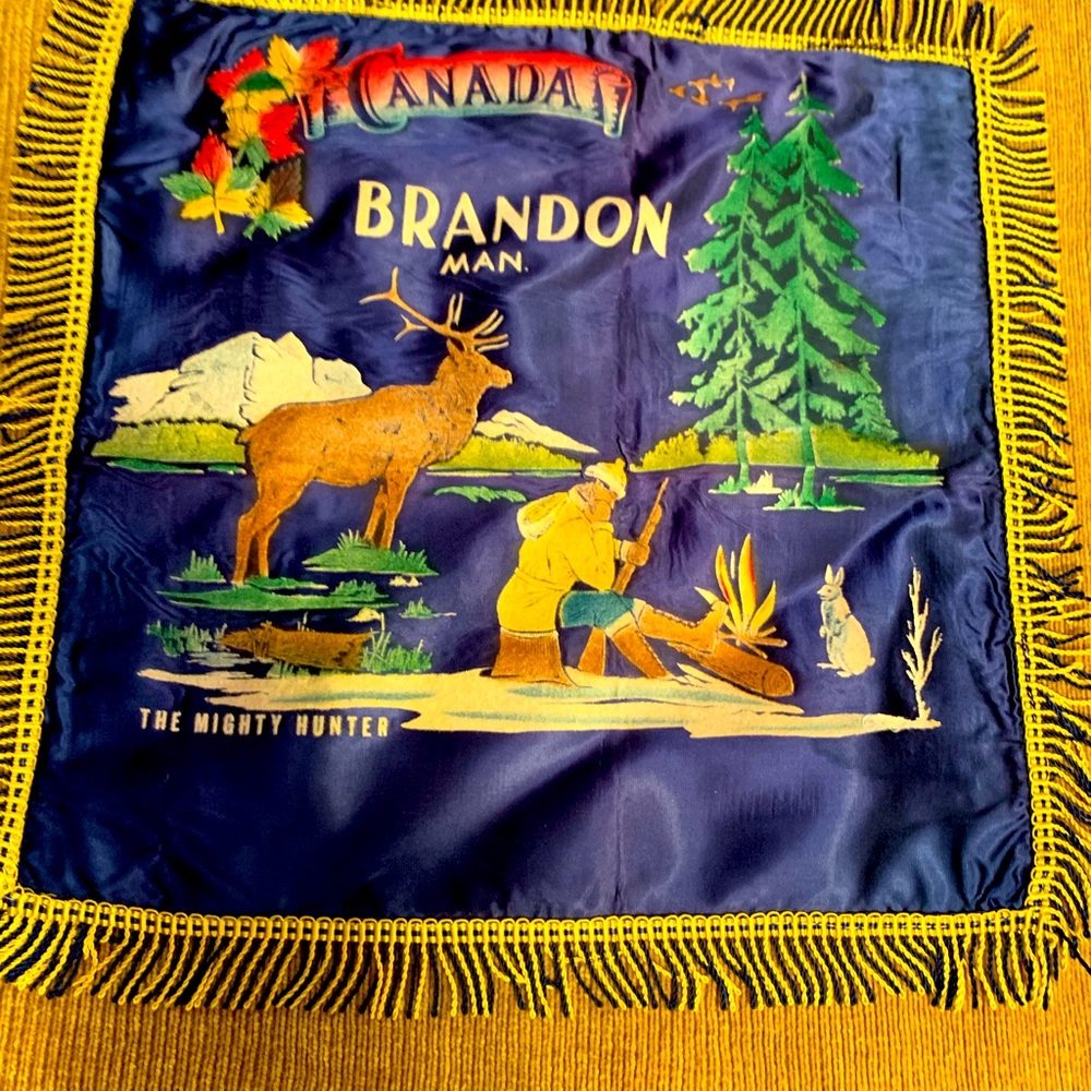 Vintage Canadian pillow cover with fringe